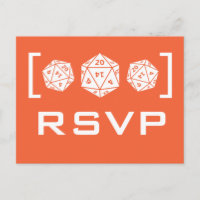 Orange D20 Dice Gamer RSVP Postcard