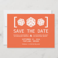Orange D20 Dice Gamer Save the Date Invite