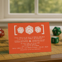 Orange D20 Dice Gamer Wedding Invitation