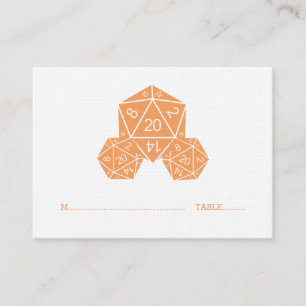 Orange D20 Dice Wedding Place Card