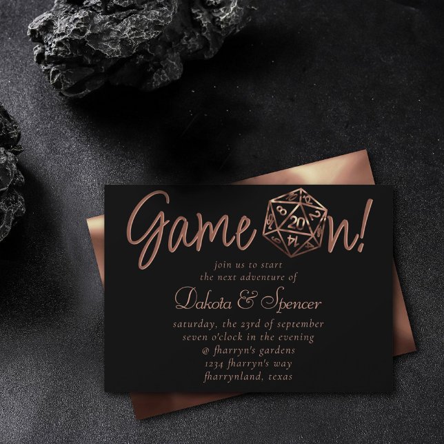 Orange D20 Game On | Roleplayer PnP Dice Wedding Invitation (Creator Uploaded)