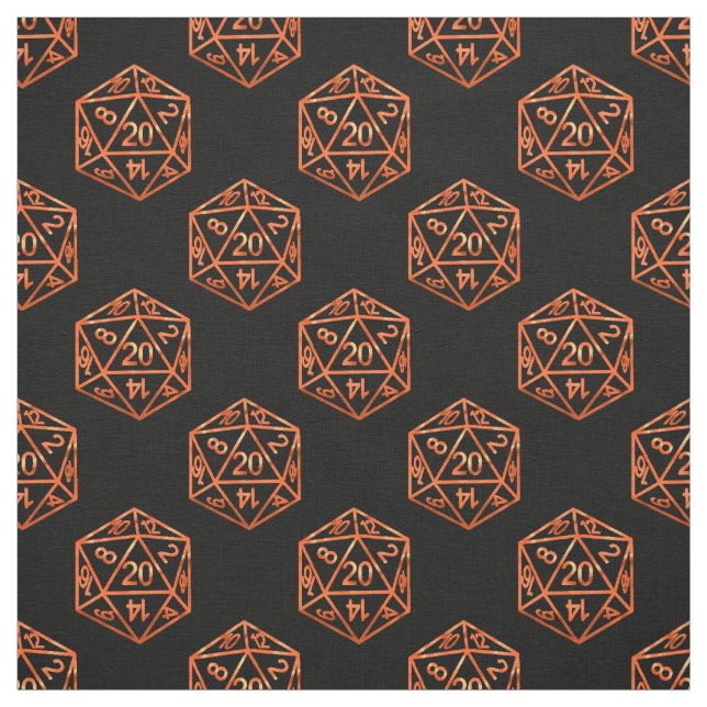 Orange D20 Pattern | Role Player Gamer RPG Dice Fabric (Swatch)