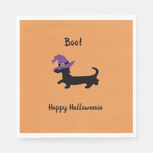 Orange Dachshund Halloween Paper Napkins (Front)