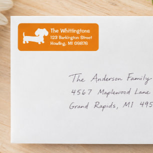 Orange Dachshund Return Address Labels
