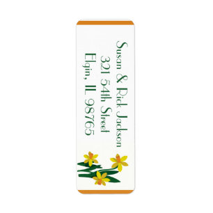 Orange Daffodil Return Address Label