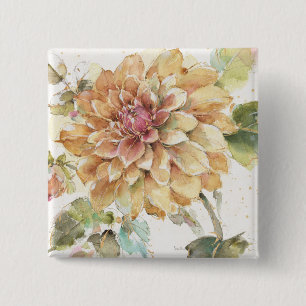Orange Dahlia 15 Cm Square Badge