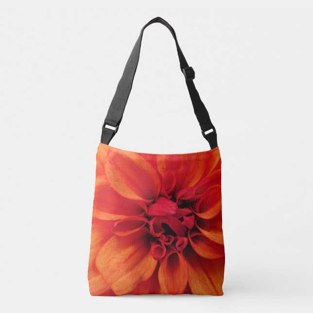 Orange Dahlia Cross-Body Tote Bag (Front)
