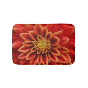 Orange dahlia flower bath mat