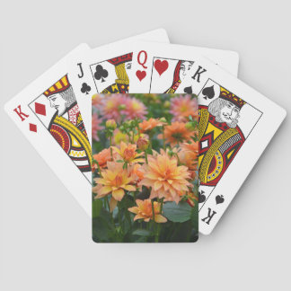 Orange dahlia flower garden playing cards
