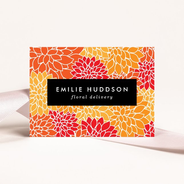 Orange Dahlia Flowers, Floristry, Flower Shop Business Card (Creator Uploaded)