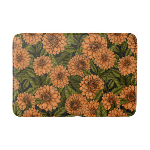Orange Dahlia garden Bath Mat