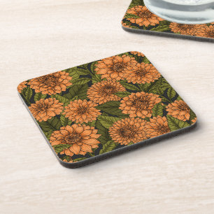 Orange Dahlia garden Coaster