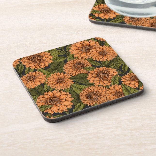 Orange Dahlia garden Coaster (Left Side)