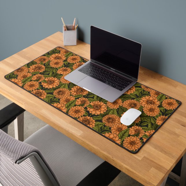 Orange Dahlia garden Desk Mat (Office 2)