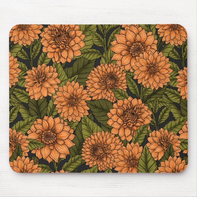Orange Dahlia garden Mouse Mat (Front)