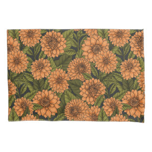 Orange Dahlia garden Pillowcase