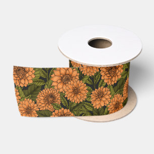 Orange Dahlia garden Satin Ribbon