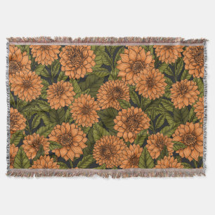 Orange Dahlia garden Throw Blanket