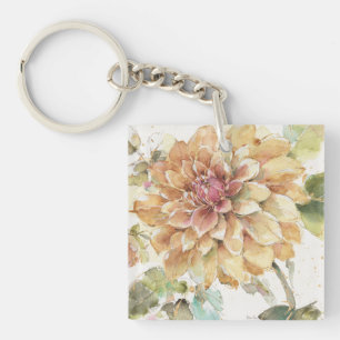 Orange Dahlia Key Ring