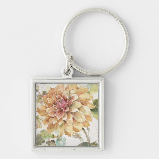 Orange Dahlia Key Ring (Front)