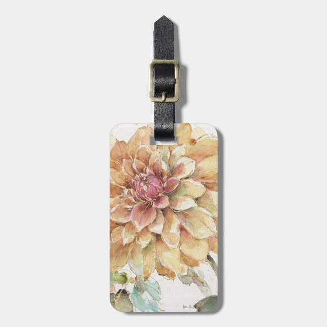 Orange Dahlia Luggage Tag (Front Vertical)