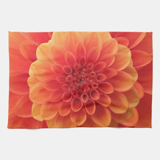 Orange Dahlia Tea Towel (Horizontal)