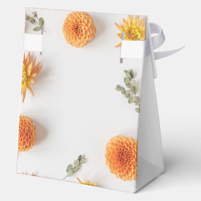 Orange Dahlia Wedding Favor Boxes (Back)