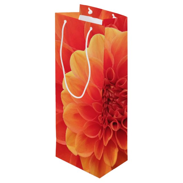 Orange Dahlia Wine Gift Bag (Back Angled)