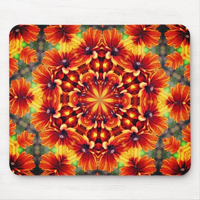 Orange Daisies Abstract Flower Art Mouse Mat (Front)