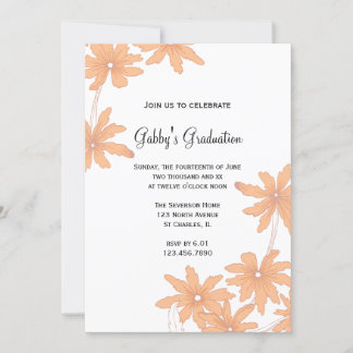 Orange Daisies Graduation Party Invitation
