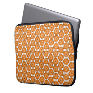 Orange daisies in 70s style laptop sleeve