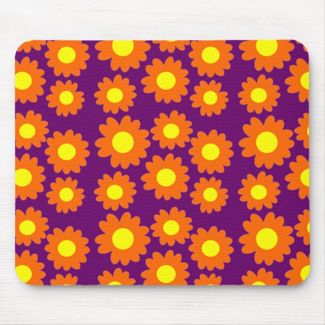 Orange Daisies Mouse Mat (Front)