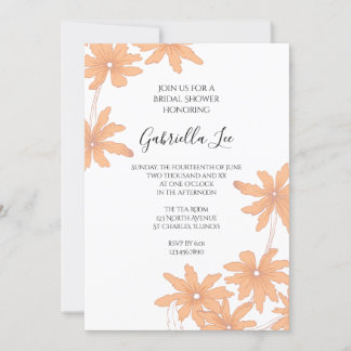 Orange Daisies on White Bridal Shower Invitation