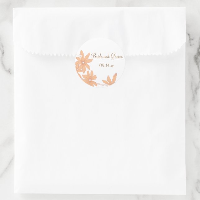 Orange Daisies Wedding Envelope Seals (Bag)