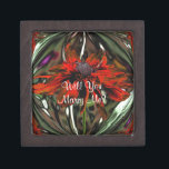 Orange Daisy Abstract Engagement Ring Gift Box<br><div class="desc">Will you marry me? Colourful orange daisy floral abstract art premium jewellery gift box. Add a special touch to your wedding engagement proposal. Click on Customise to change font size, style, and colour. Contact me with any questions or requests. This image is available on many products in my gallery. Please...</div>