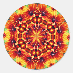 Orange Daisy Abstract Flower Art Classic Round Sticker