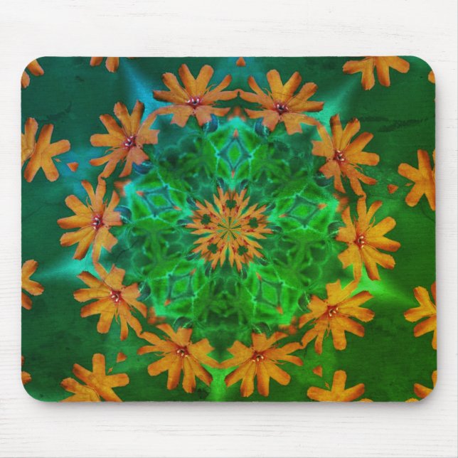 Orange Daisy Abstract Flower Art Mouse Mat (Front)