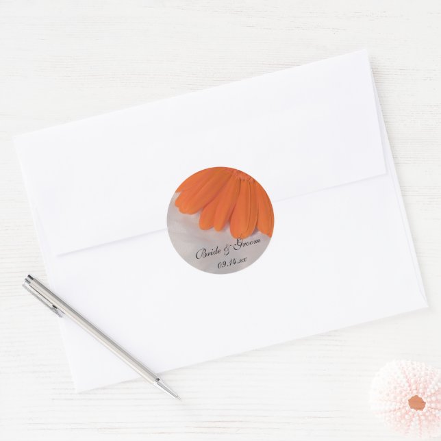 Orange Daisy and White Satin Wedding Envelope Seal (Envelope)