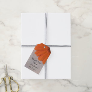 Orange Daisy and White Satin Wedding Favour Tags