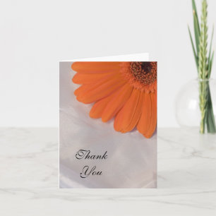 Orange Daisy and White Satin Wedding Thank You