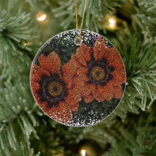 Orange Daisy Balls Ceramic Decoration