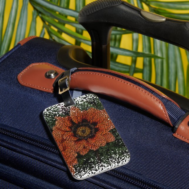 Orange Daisy Balls Luggage Tag (Front Insitu 1)