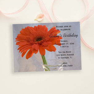 Orange Daisy Birthday Party Invitation
