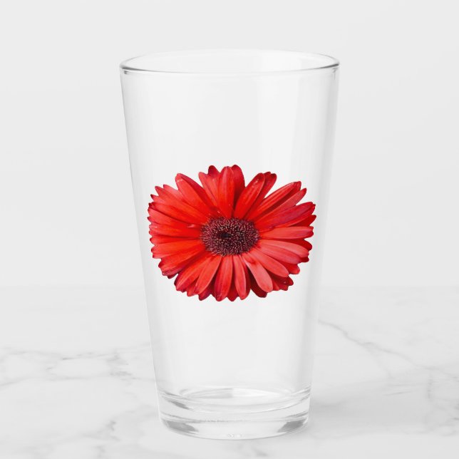 Orange Daisy Botanical Drinking Glass (Front)