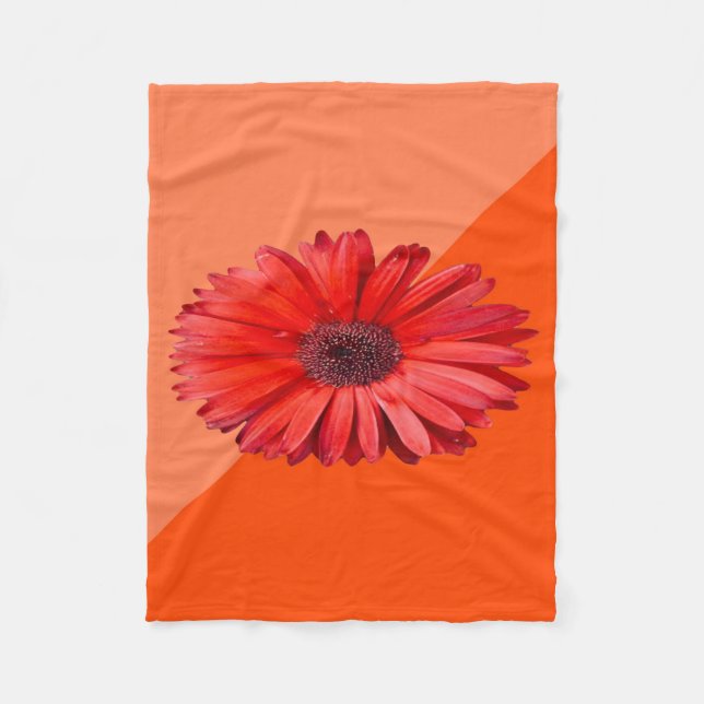 Orange Daisy Colorblock  Fleece Blanket (Front)
