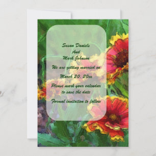 Orange Daisy Floral Art Wedding Save The Date