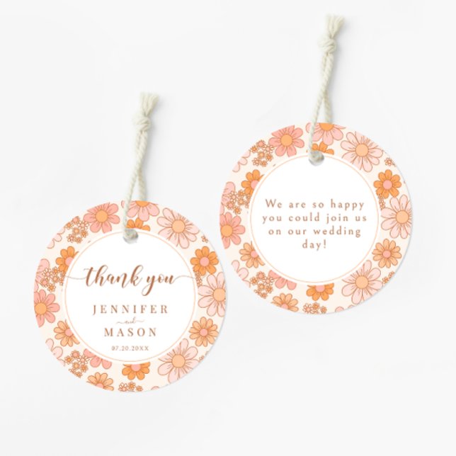 Orange Daisy Floral Wedding Thank You Favour Tags (Creator Uploaded)