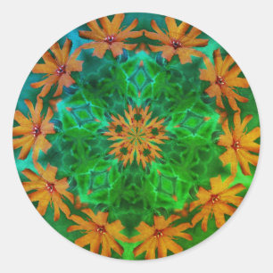 Orange Daisy Flower Abstract Art Classic Round Sticker
