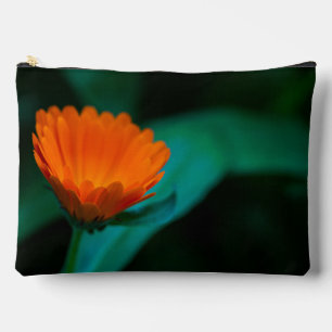 Orange daisy flower accessory pouch