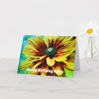 Orange Daisy Flower Art Personalised Birthday